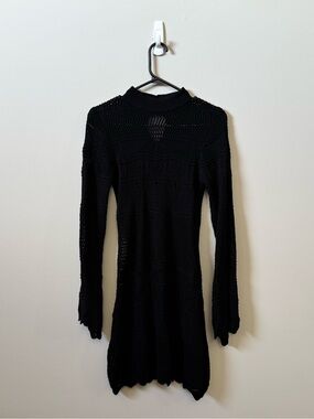 DISTURBIA fully knit black long sleeve grunge goth mini dress 💜